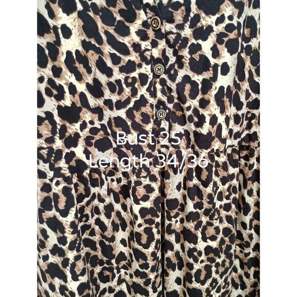 Boutique Plus Size 22W Leopard Print Buttoned Short Sleeve Tunic Top Blouse - Picture 8 of 8